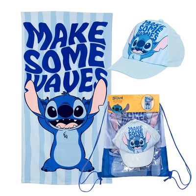 Toalla de Playa Infantil + Jockey Disney Olas Stitch 70 x 140 cm