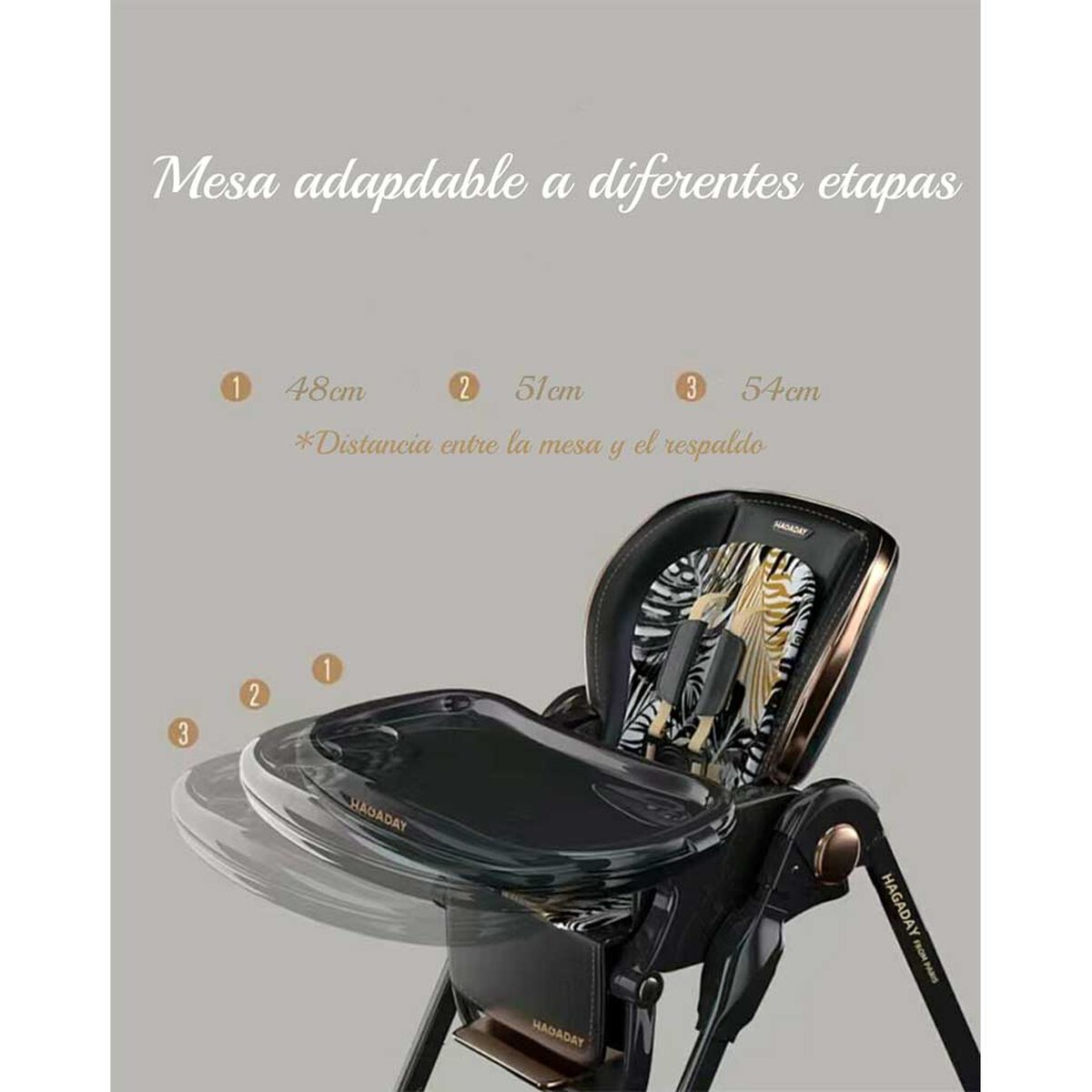 Silla de Comer Lujosa Reclinable Hagaday Negra Lubabycas