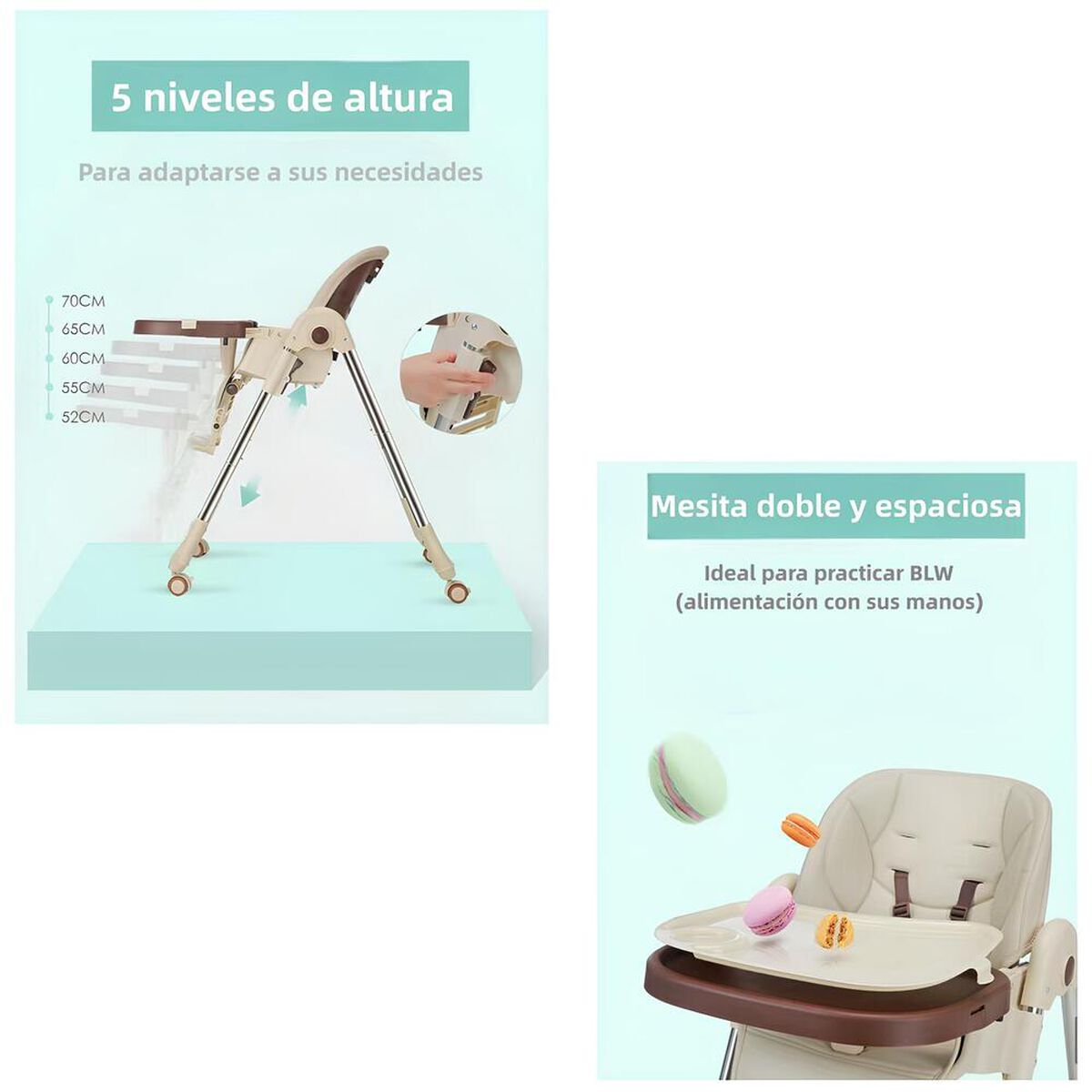 Silla de Comer Multiposiciones Plegable Verde Lubabycas
