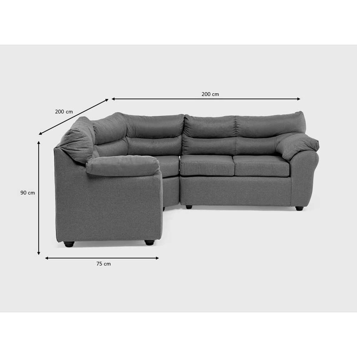 Seccional Esquinero Muebles MPR Arrayán 5 Cuerpos Gris