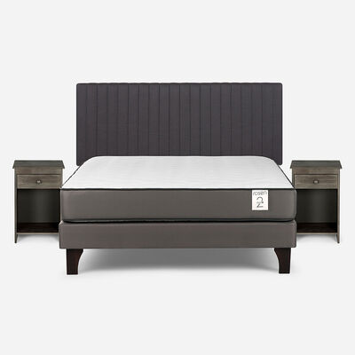 Imagen 1 del producto Cama Europea Rosen 2 Plazas New Style 2 Plus + Respaldo + 2 Veladores Lucio