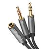 Cable De Audio Splitter H/2M Estereo Jack 3.5Mm/2Plug 3.5Mm 20Cm Negro Trenzado Ugreen Av140