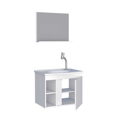 Imagen 2 del producto Vanitorio + Lavamanos + Espejo con Repisa Vekkahome Safira Blanco
