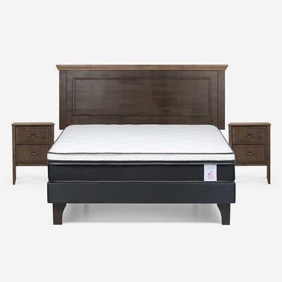Cama Europea Rosen 2 Plazas Anna + Respaldo + 2 Veladores