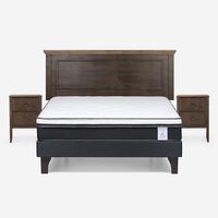 Cama Europea Rosen 2 Plazas Anna + Respaldo + 2 Veladores