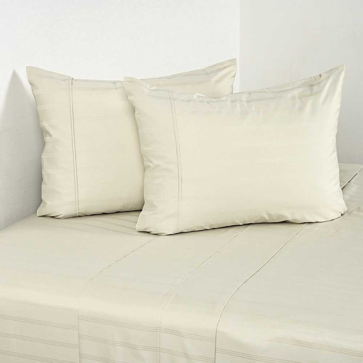 Juego de S&aacute;banas Cannon2 Plazas 500 Hilos Dobby Thin Beige