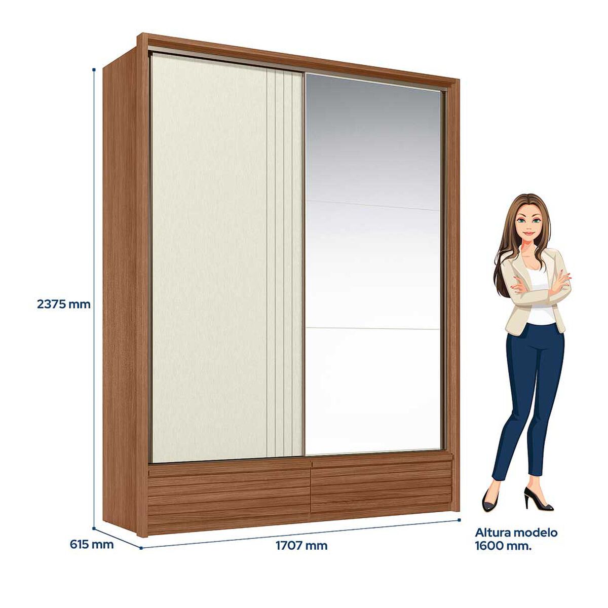 Cl&oacute;set Onessta Dem&oacute;crata 2 Puertas 4 Cajones Jatoba Arena
