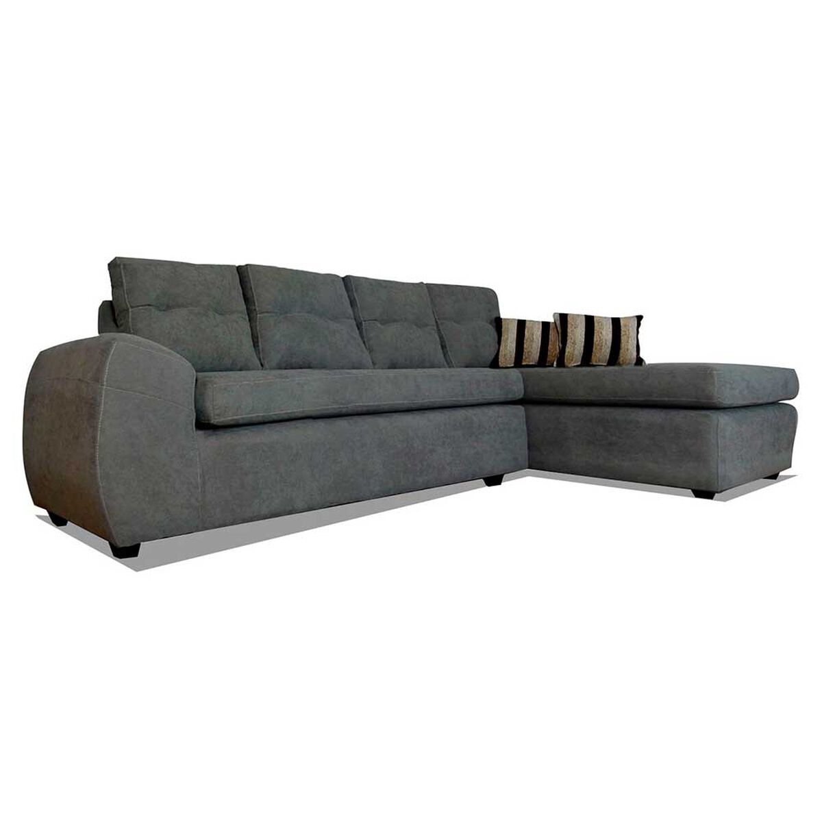 Seccional Derecho Elegant Houston Cheise Tela 5 Cuerpos Gris
