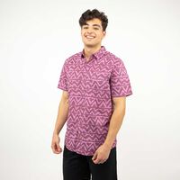 Camisa Estampada Manga Corta Hombre Cutback Morado, Negro
