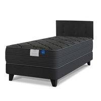 Cama Europea Flex 1,5 Plazas Black + Respaldo Royal Negro