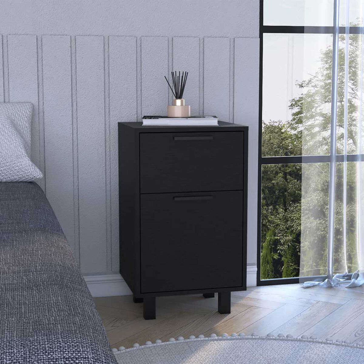 Velador TuHome Secret Z-81 con Cajón Oculto 1 Puerta Wengue