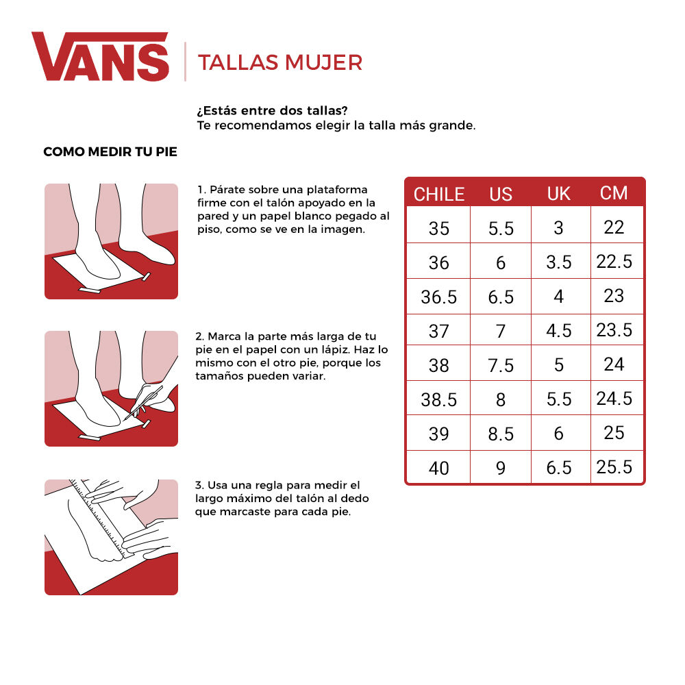 talla vans mujer