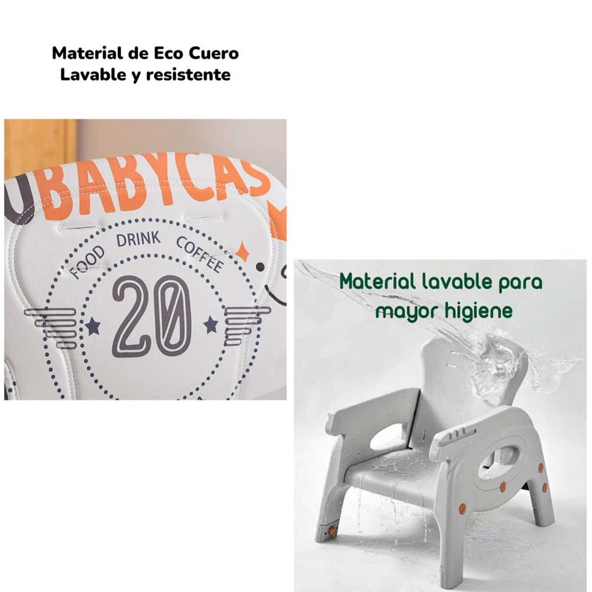 Silla de Comer Multifuncional con Ruedas Naranja Lubabycas