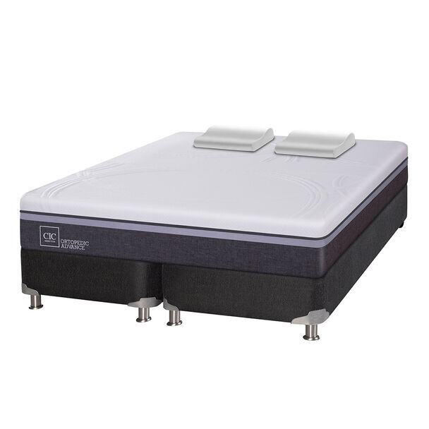 Box Spring CIC Base Dividida 2 Plazas Ortopedic Advance + Almohadas