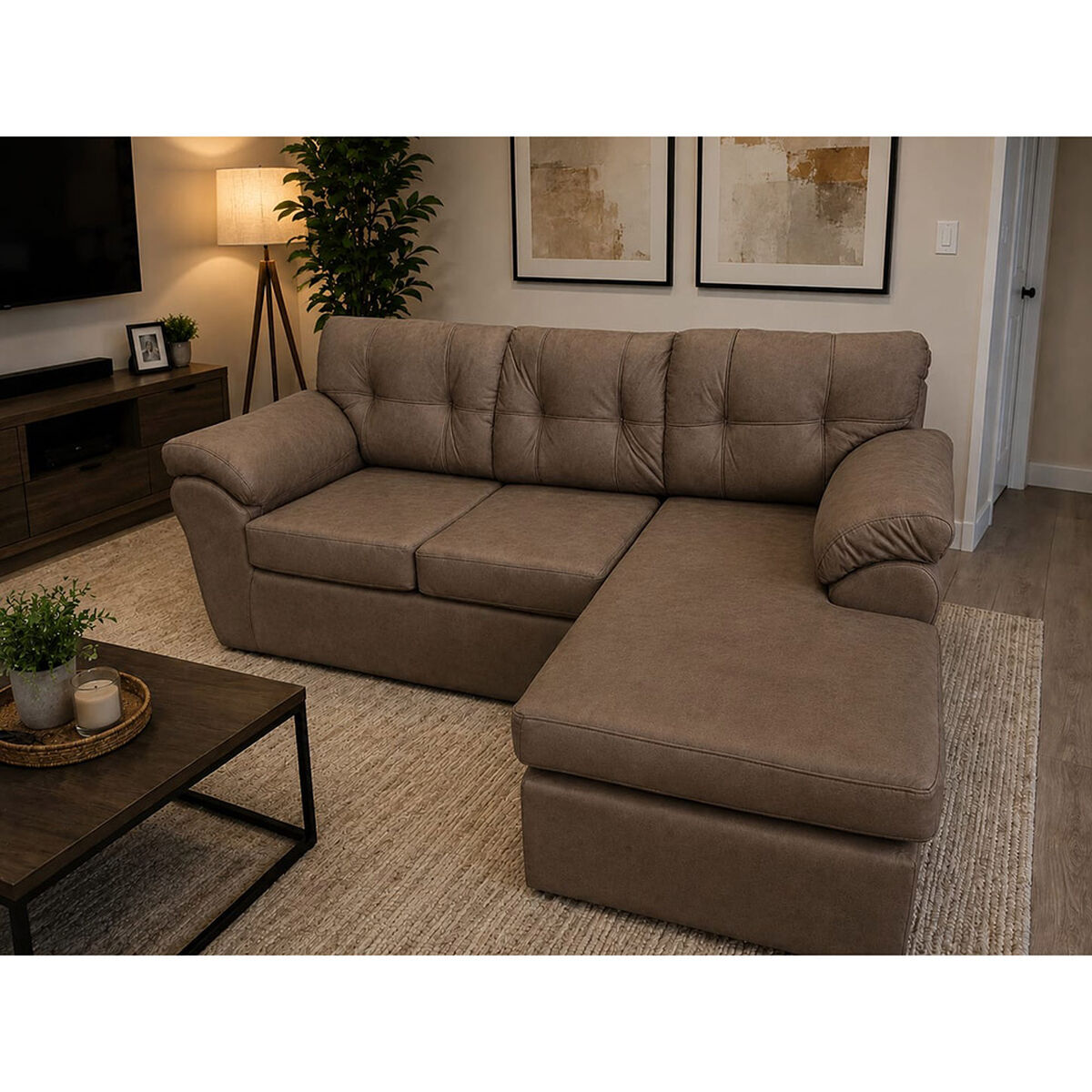 Seccional Reversible Dise&ntilde;o A&M Home Siena 5 Cuerpos Caf&eacute;