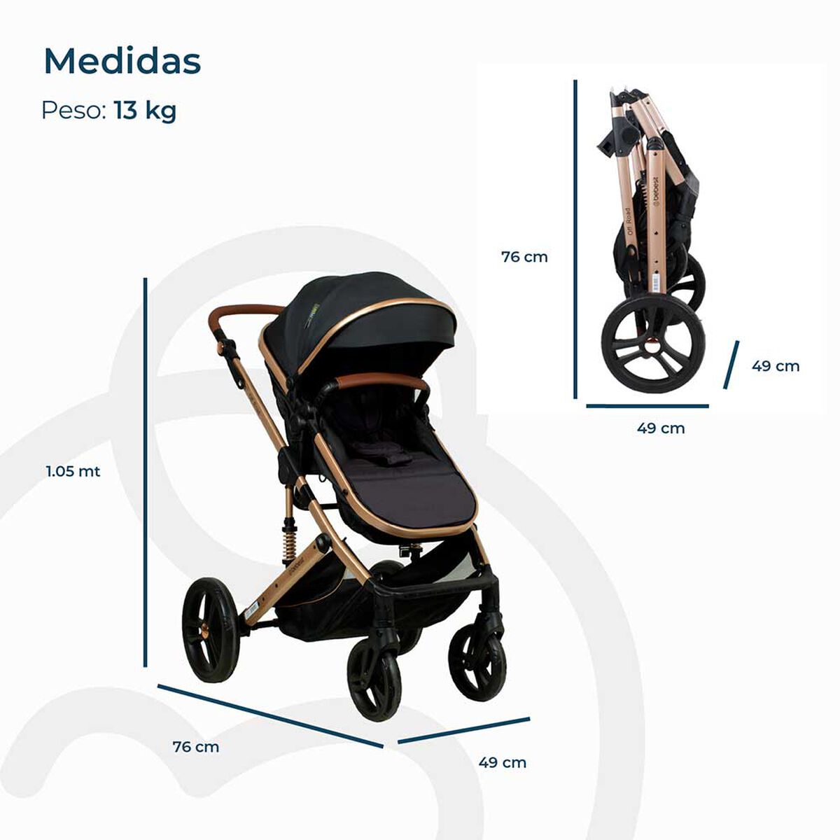 Coche Travel System Offroad Negro Bebesit