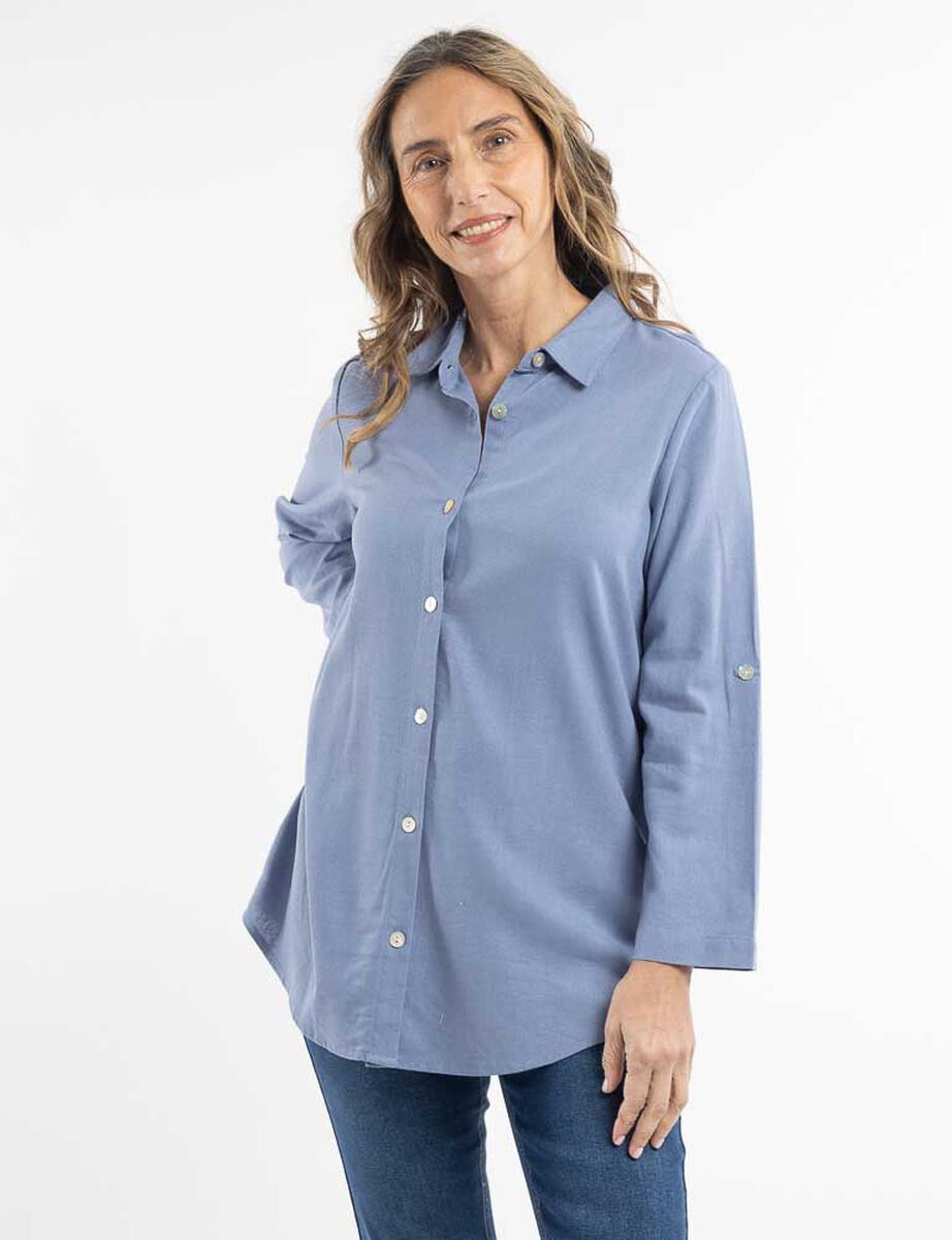 Blusa Lino Manga Larga Mujer Portman Club