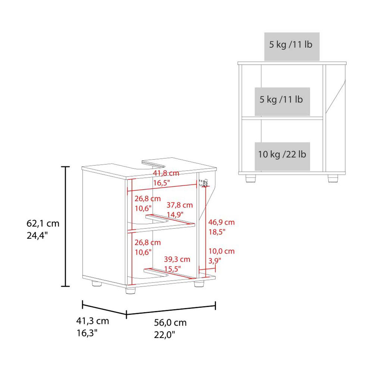Mueble para Lavamanos Tuhome Phillips Blanco Fresno