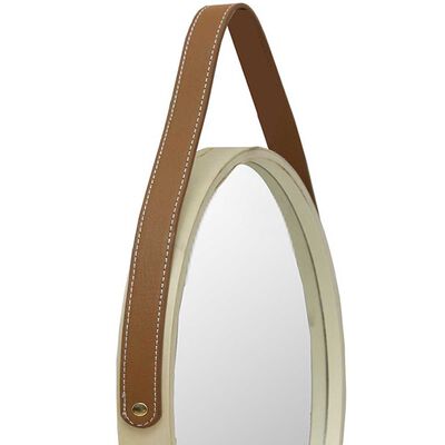Imagen 2 del producto Espejo Madera Vgo con Correa Circular 35 cm Beige
