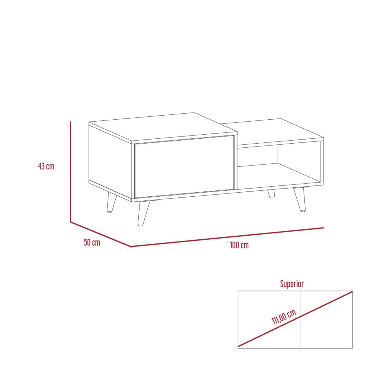 Mesa de Centro TuHome Bora Rovere/Blanco Marquez