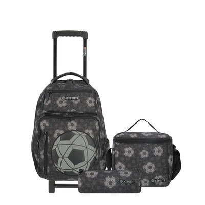 Pack Mochila con ruedas Xtrem Run 5XT Fútbol Negro