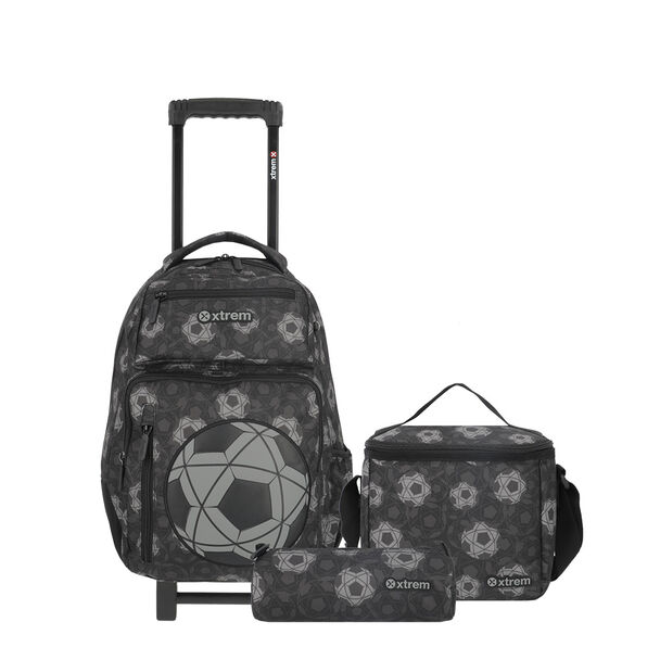 Pack Mochila con ruedas Xtrem Run 5XT Fútbol Negro