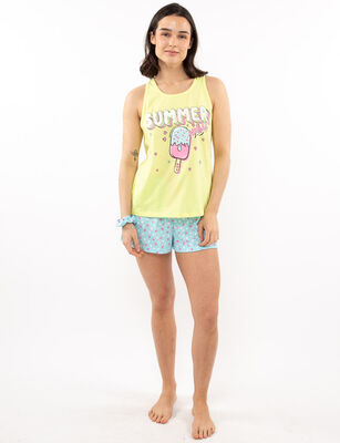 Imagen 2 del producto Pijama Sin Mangas Mujer Icono Amarillo, Aqua, Gris