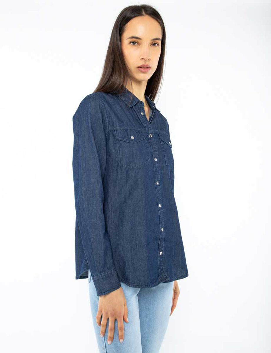 Blusa Denim Manga Larga Mujer Zibel