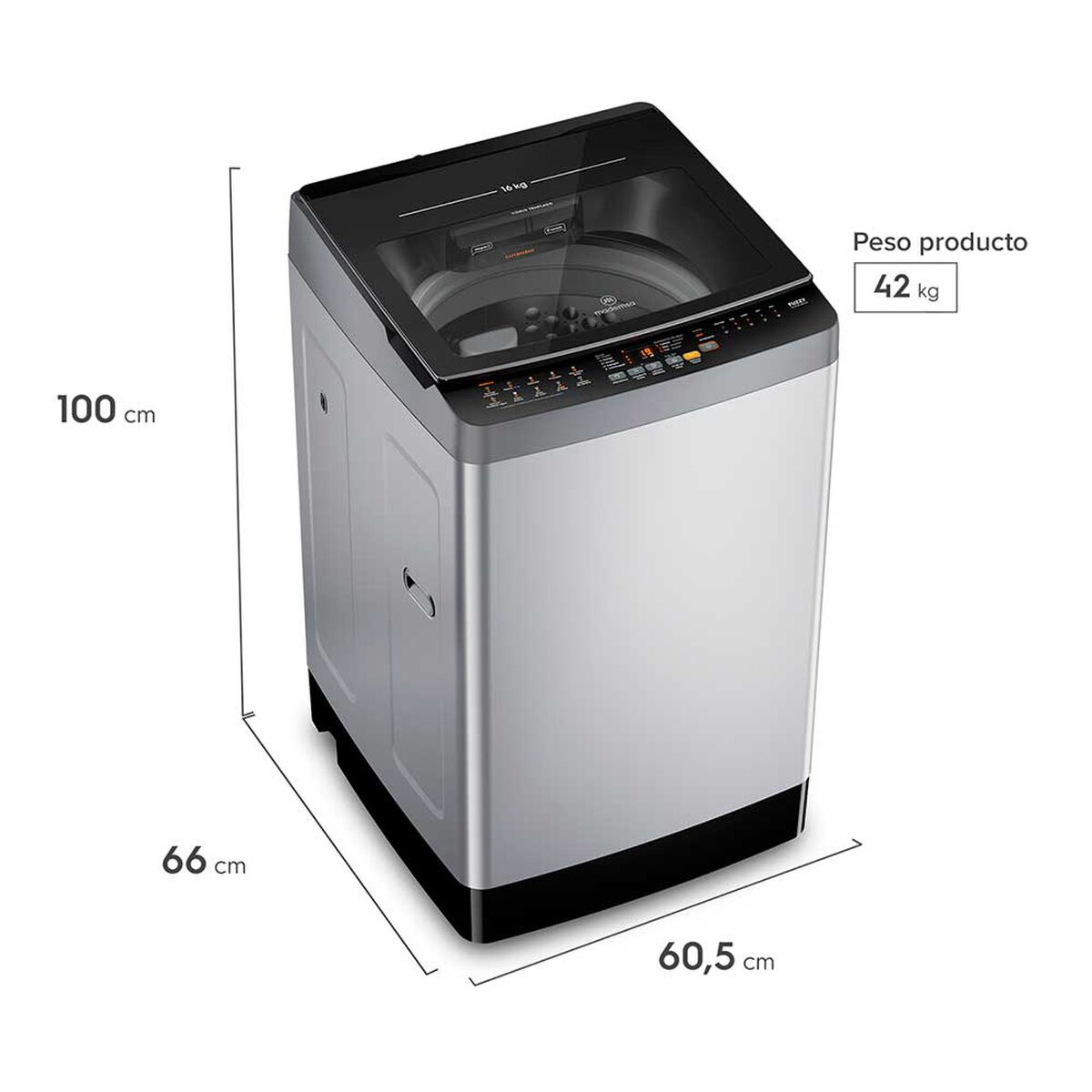 Lavadora Carga Superior Mademsa MDWMT16S 16 kg Silver