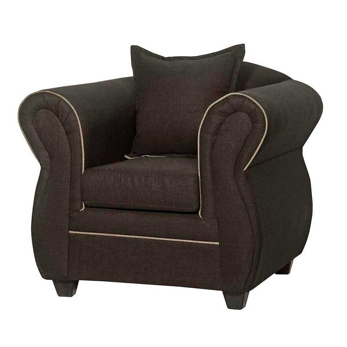 Juego de Living Black Factory Emili Sof&aacute; 3 Cuerpos + Dos Sillones 1 Cuerpo Caf&eacute;