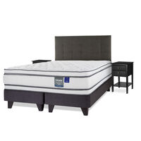 Cama Europea Flex 2 Plazas Majesty + 1 Respaldo + 2 Veladores