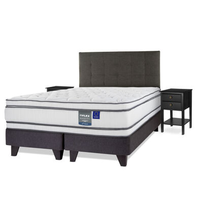 Imagen 1 del producto Cama Europea Flex 2 Plazas Majesty + 1 Respaldo + 2 Veladores