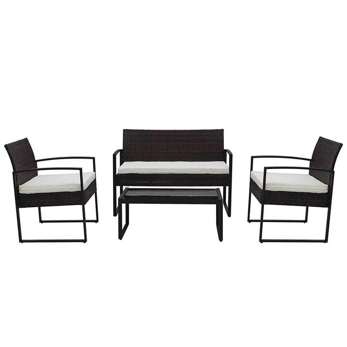 Combo Brasero Casanova Metal Basket + Juego de Terraza Matt Sofá 2 Cuerpos + Dos Sillones 1 Cuerpo
