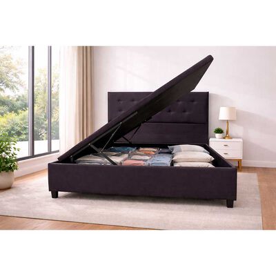 Base de Cama Ba&uacute;l Almore 2 Plazas Negro + Respaldo