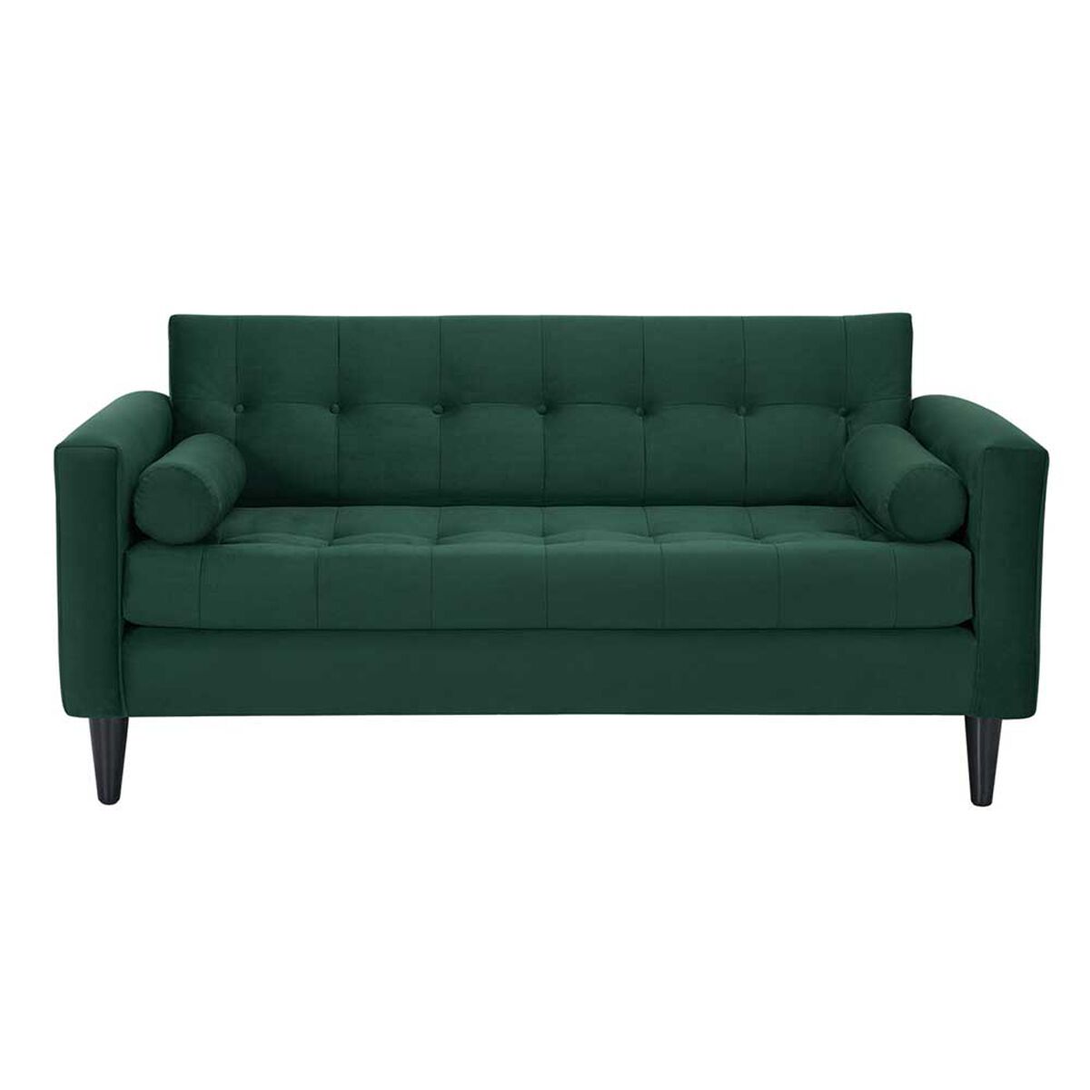 Juego de Living Bodevir Retro Felpa 3 Cuerpos + Dos Sillones 1 Cuerpo Verde Botella