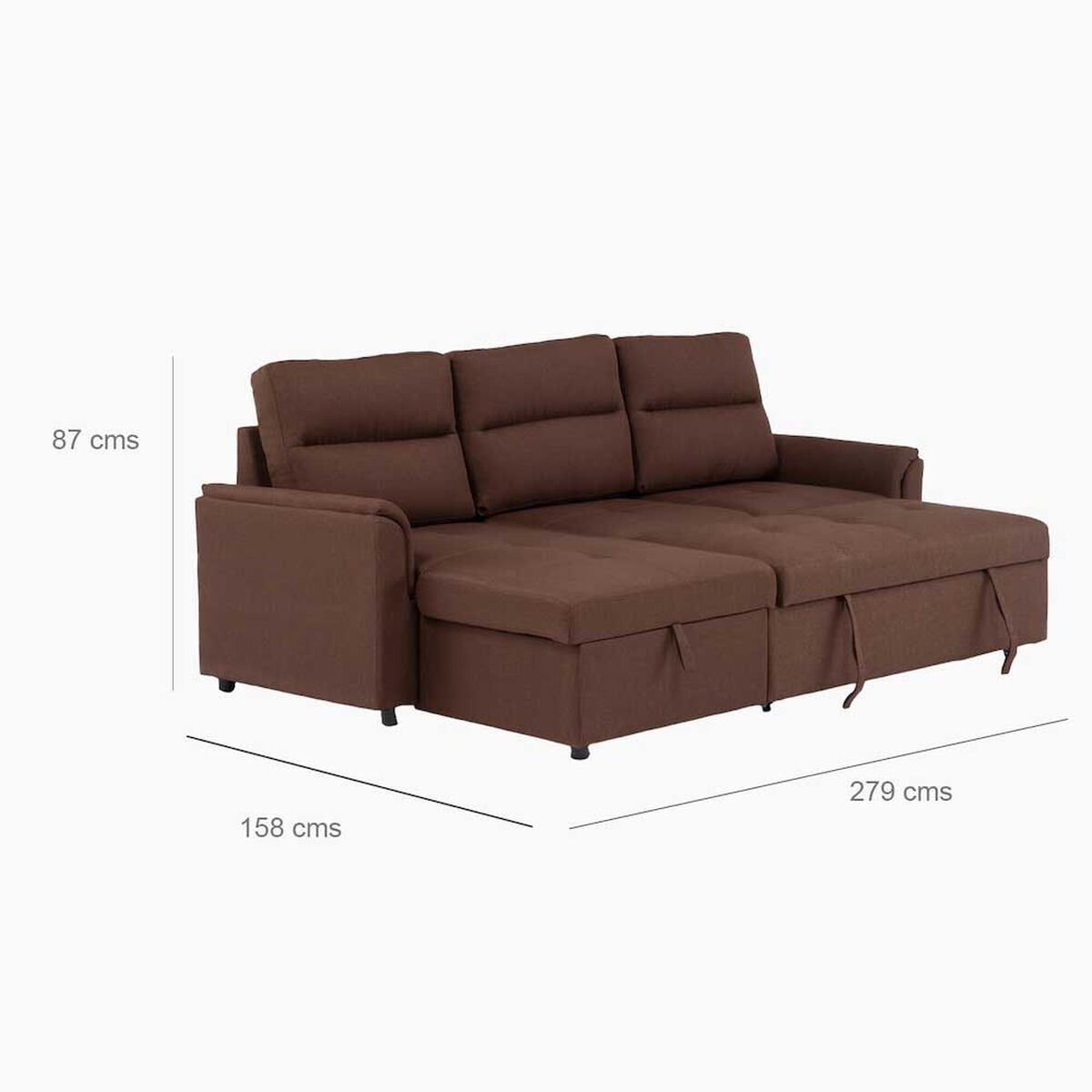 Seccional Cama Daniels Moderno 3 Cuerpos Caf&eacute; New Sidney