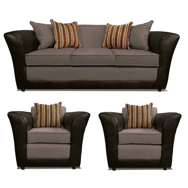 Juego de Living Elegant Detail Minesota Sofá 3 Cuerpos + Dos Sillones 1 Cuerpo Gris
