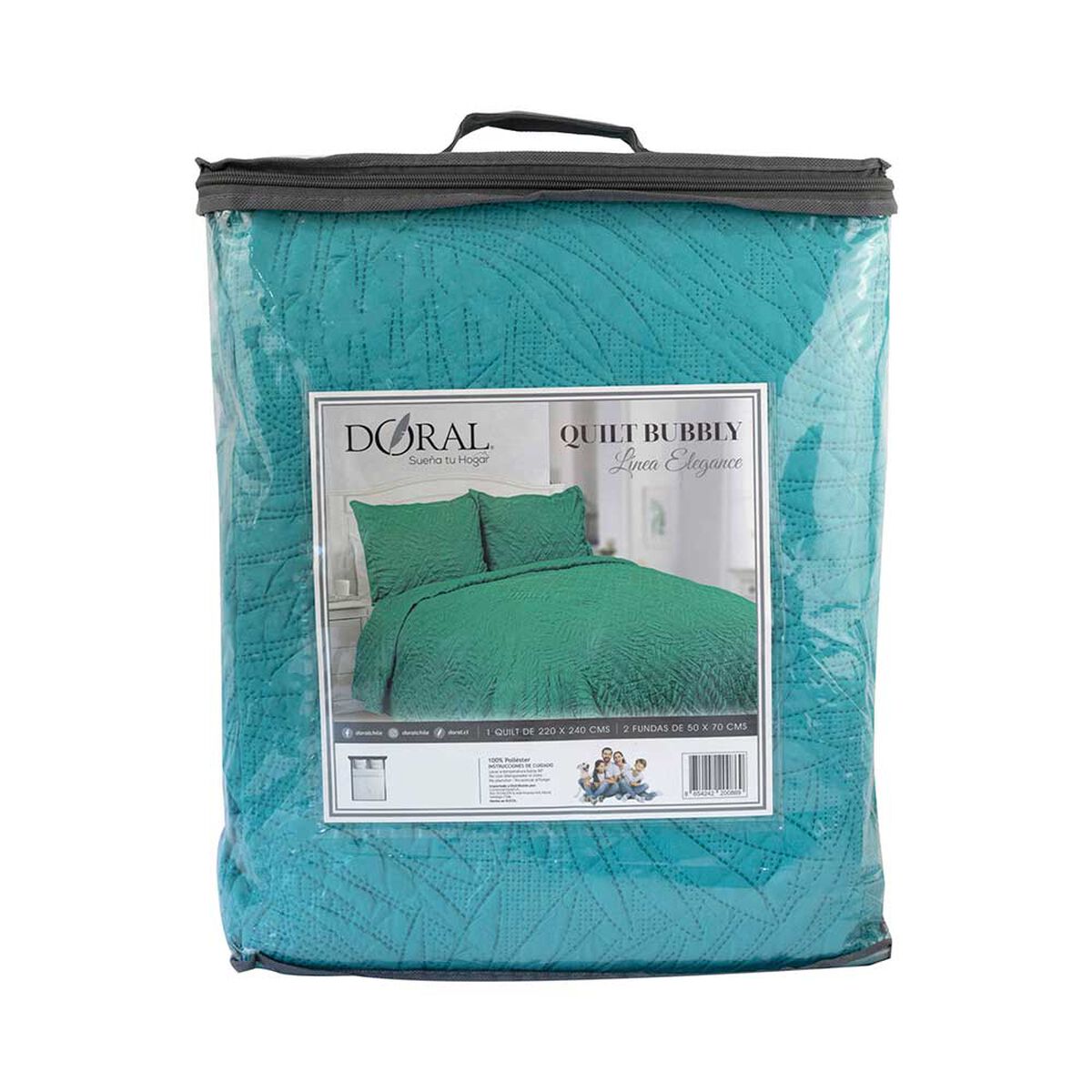 Quilt Doral 2 Plazas Turquesa Bubbly