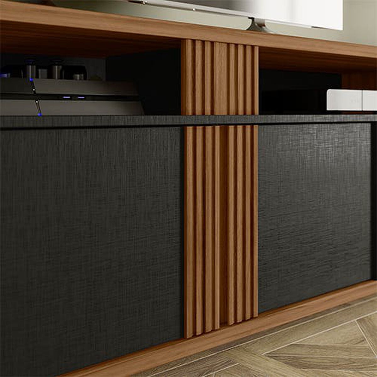 Rack TV Home Mobili Casen Hasta 70" Freijo Negro