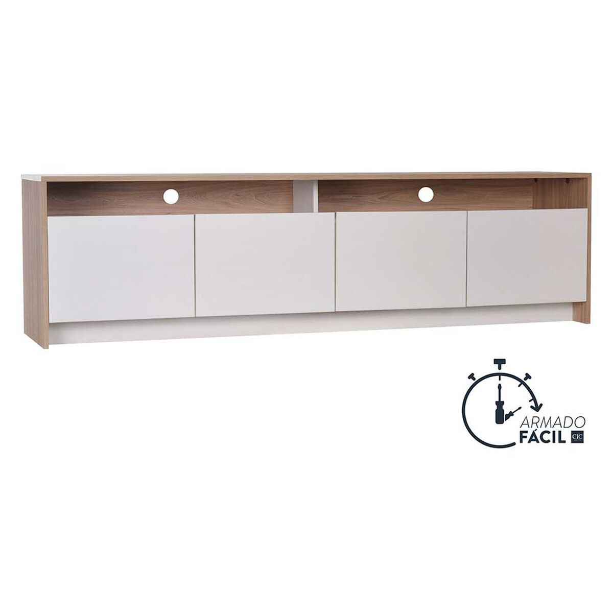 Rack TV CIC Colbun Olmo Blanco Hasta 70"