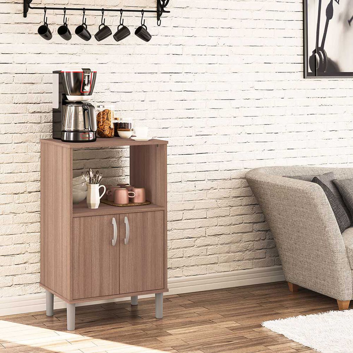 Mueble de Cocina Auxiliar para Microondas Vekkahome Tara Blanco