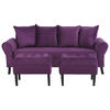 Sofá Felpa Bodevir Lua 3 Cuerpos + 2 Pouf Wood Morado