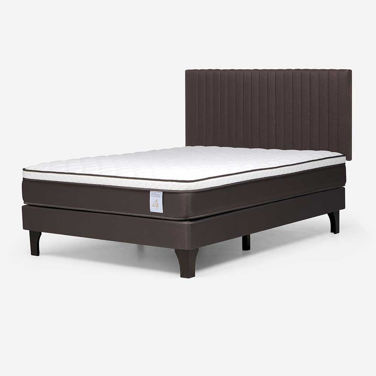 Cama Europea Rosen 2 Plazas New Style 4 + Respaldo Caf&eacute;