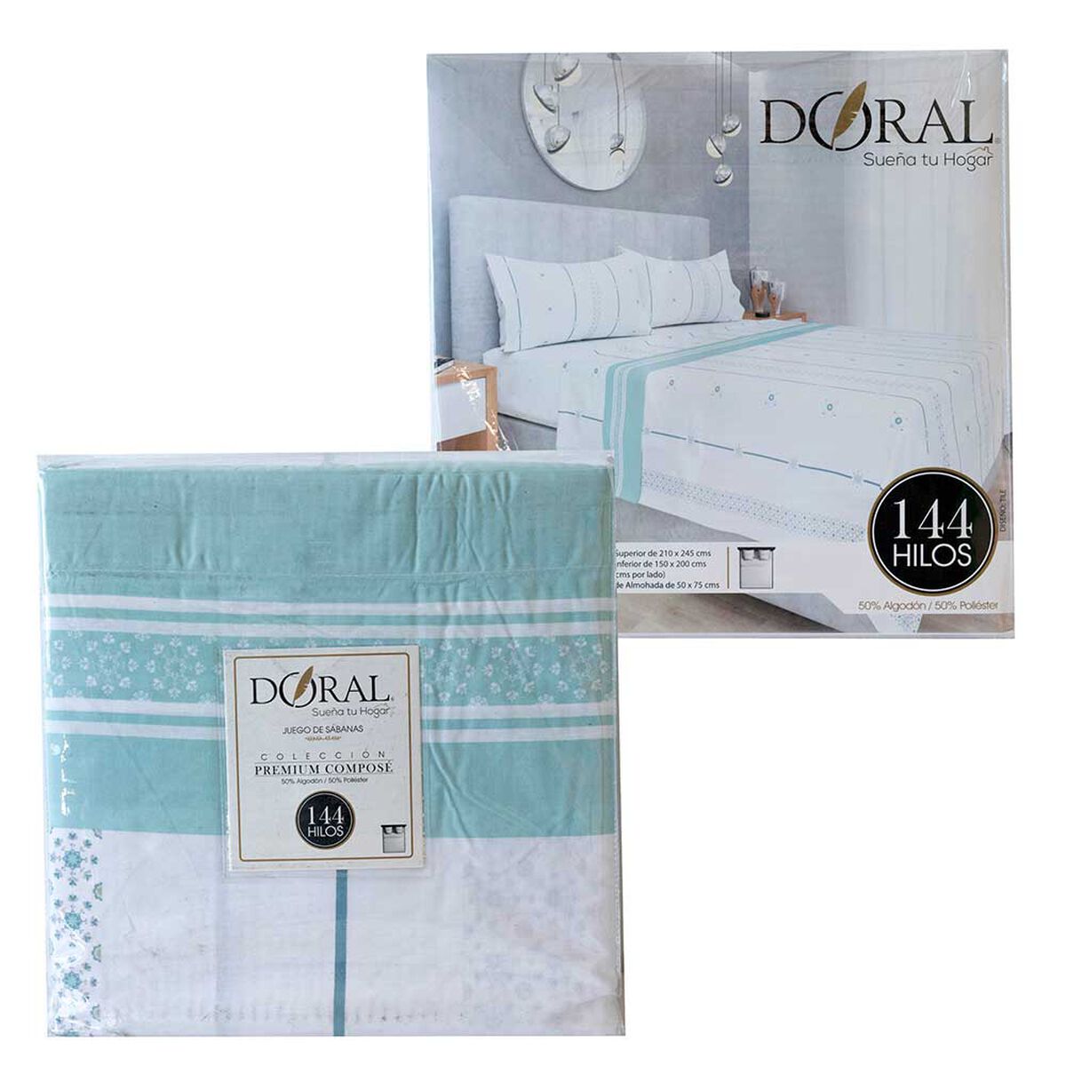Juego de S&aacute;banas Doral 144 Hilos King Premium Petals