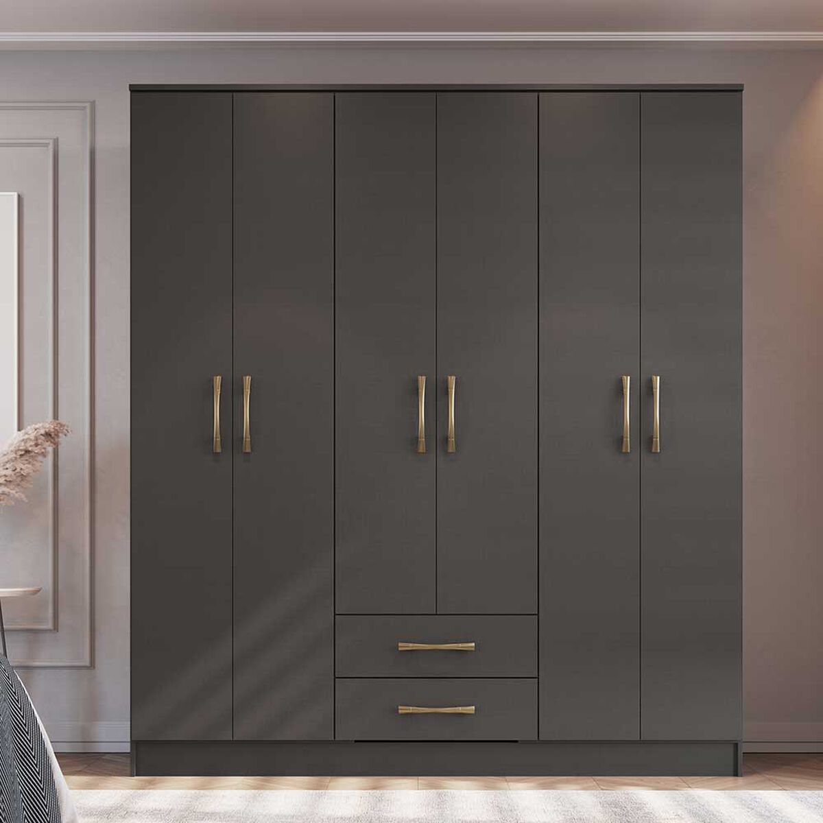 Clóset Vekkahome Pequim 6 Puertas 2 Cajones Negro