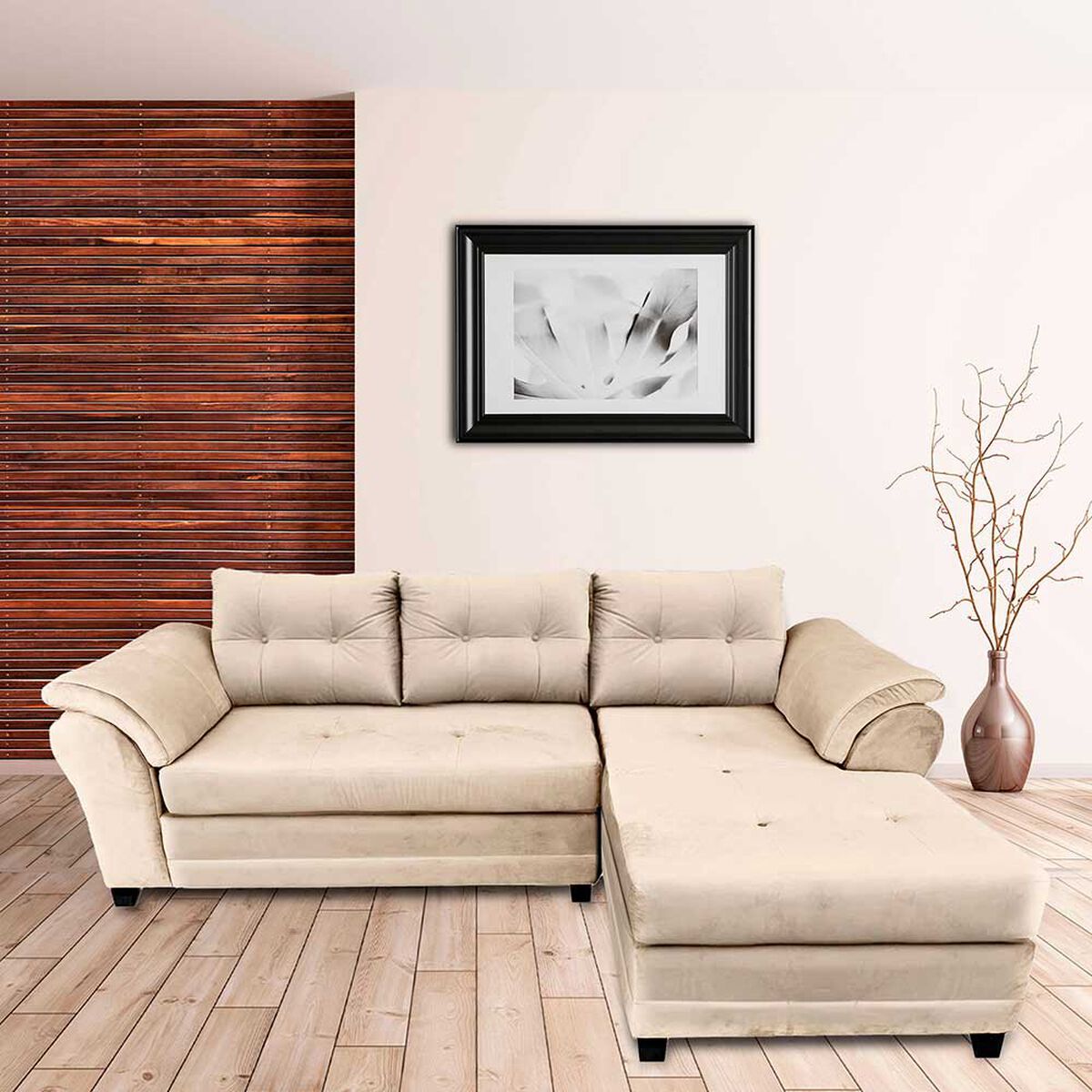 Sofá Seccional Living Factory Samy 4 Cuerpos Beige