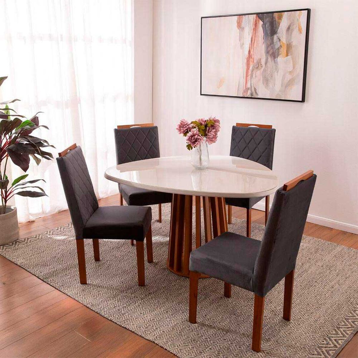 Juego de Comedor Roca Toledo 4 Sillas Ceniza