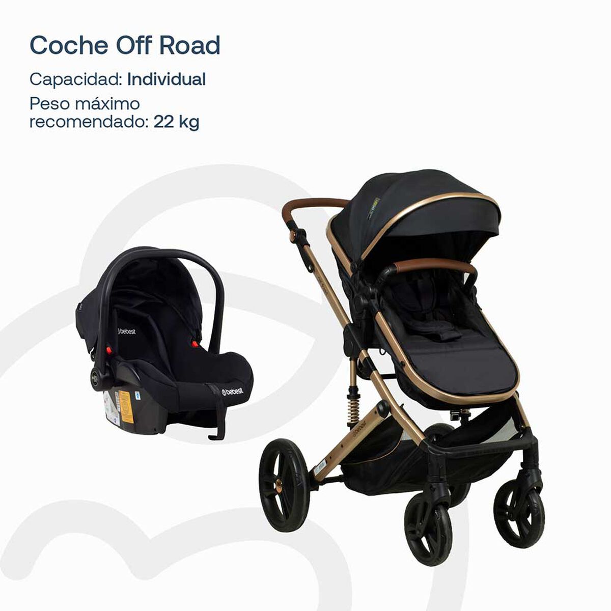 Coche Travel System Offroad Negro Bebesit