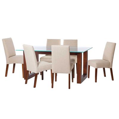 Juego de Comedor Latam Home Pamplona Burgos 6 Sillas Velvet Palo Rosa