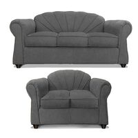 Juego de Living Elegant Detail Marsella Sofá 3 Cuerpos + Sofá 2 Cuerpos Gris